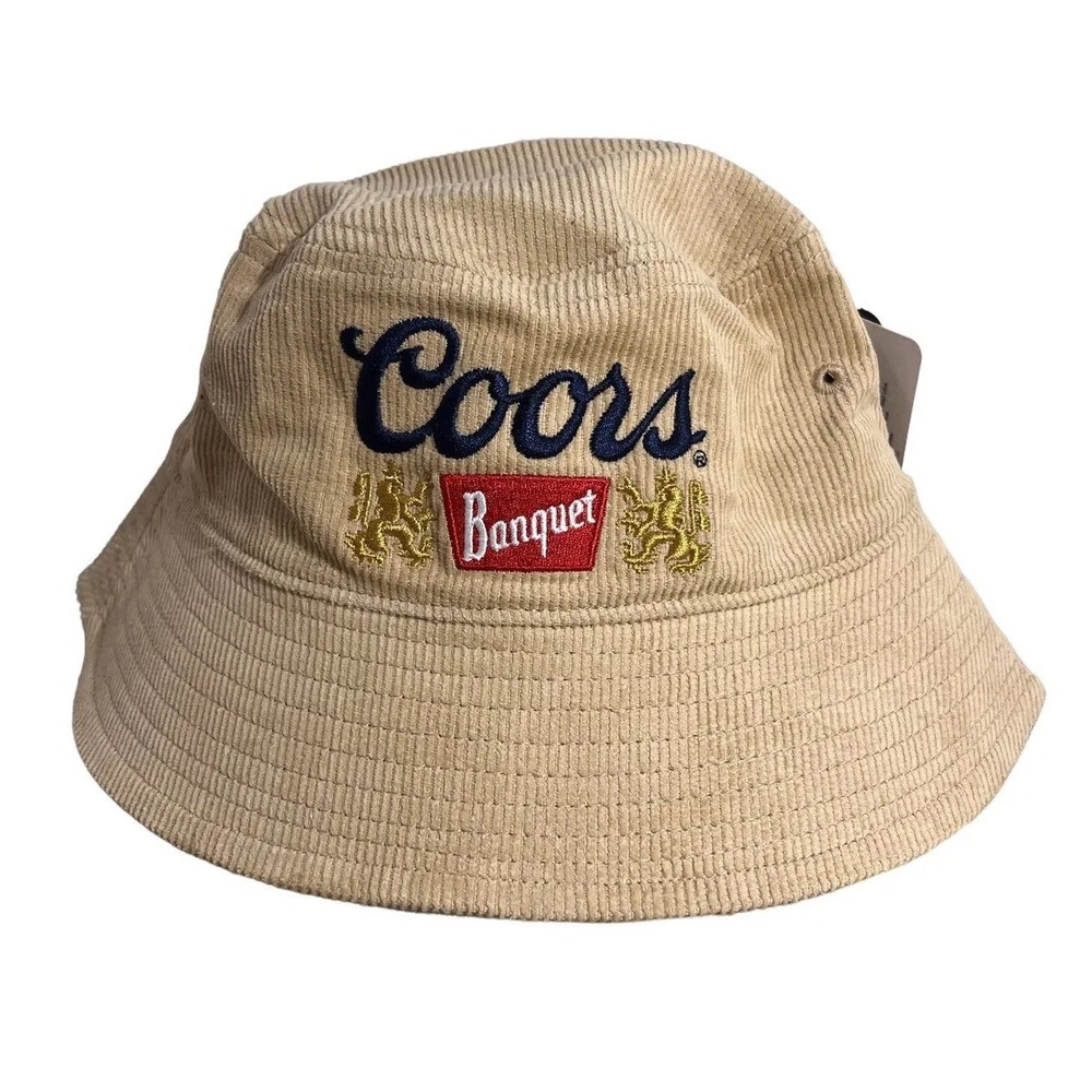Coors Banquet Classic Corduroy Vintage Logo Brown Bucket Hat Cap OSFM - NWT